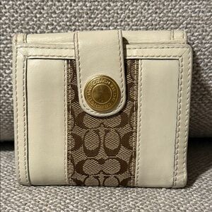 Coach Cream and Brown Wallet